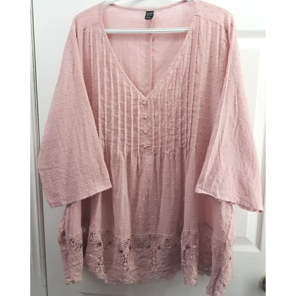 Pink Boho Top with Lace Trim